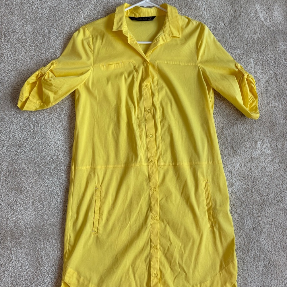 Zara Bright Yellow Shirt Dress